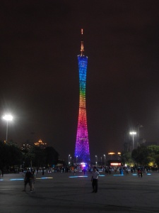 The Canton Tower from the opposite bank of the Zhujiang River
